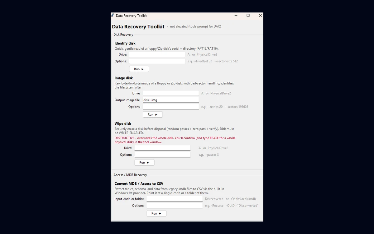 Screenshot of Data Recovery Toolkit